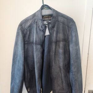 Overland Sheepskins Blue Leather Jacket